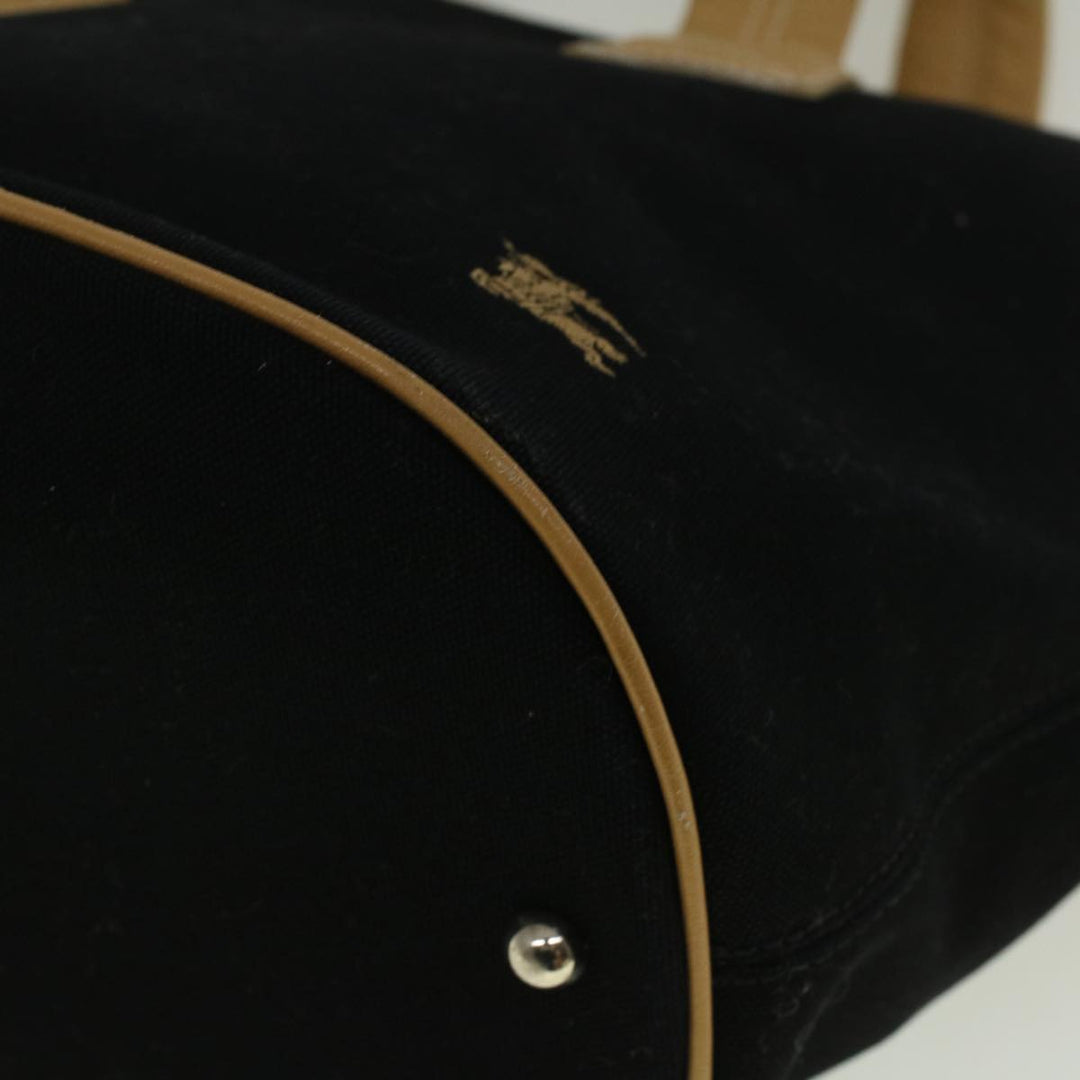 Top Quality Burberry Blue Label Tote Bag Canvas Black Beige Auth bs9626