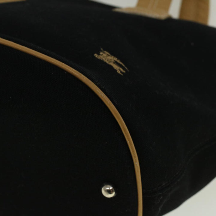 Top Quality Burberry Blue Label Tote Bag Canvas Black Beige Auth bs9626