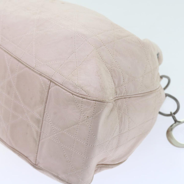 CHRISTIAN Dior Canage Shoulder Bag Leather Pink Auth bs9711