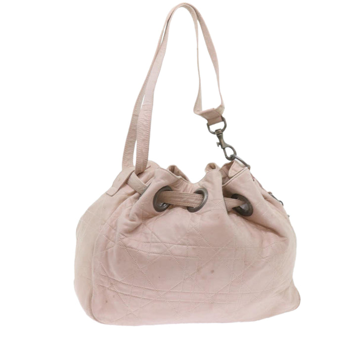 CHRISTIAN Dior Canage Shoulder Bag Leather Pink Auth bs9711