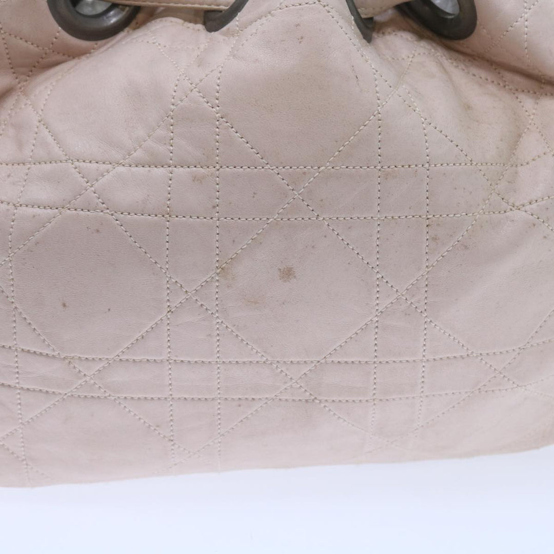 CHRISTIAN Dior Canage Shoulder Bag Leather Pink Auth bs9711