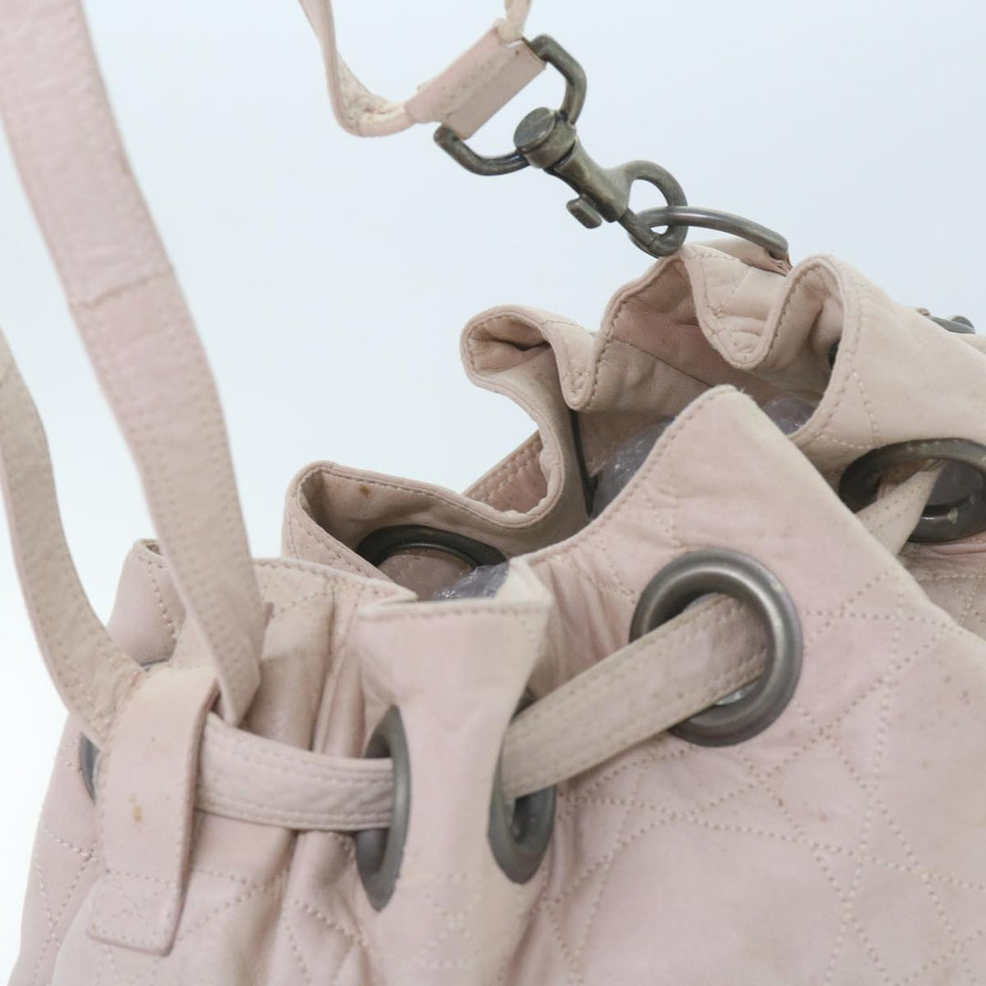 CHRISTIAN Dior Canage Shoulder Bag Leather Pink Auth bs9711