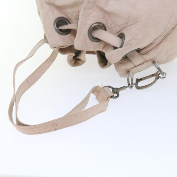 CHRISTIAN Dior Canage Shoulder Bag Leather Pink Auth bs9711