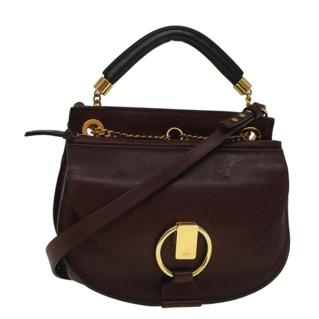 Chloe Goldie Shoulder Bag Leather 2way Wine Red bs9718