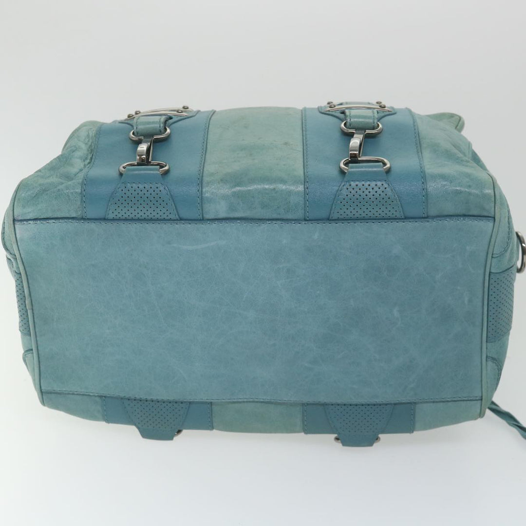 Top Quality Balenciaga Boston Bag Leather Light Blue Auth bs9730
