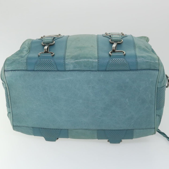 Top Quality Balenciaga Boston Bag Leather Light Blue Auth bs9730