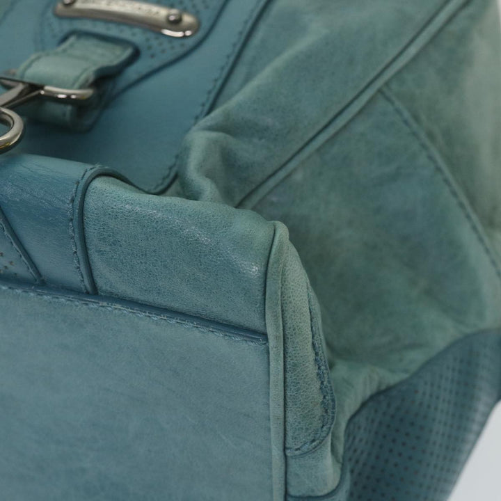 Top Quality Balenciaga Boston Bag Leather Light Blue Auth bs9730