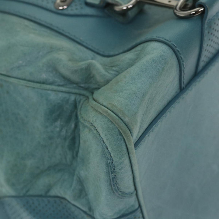 Top Quality Balenciaga Boston Bag Leather Light Blue Auth bs9730