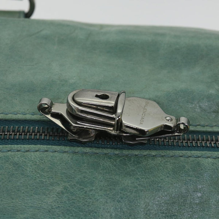 Top Quality Balenciaga Boston Bag Leather Light Blue Auth bs9730