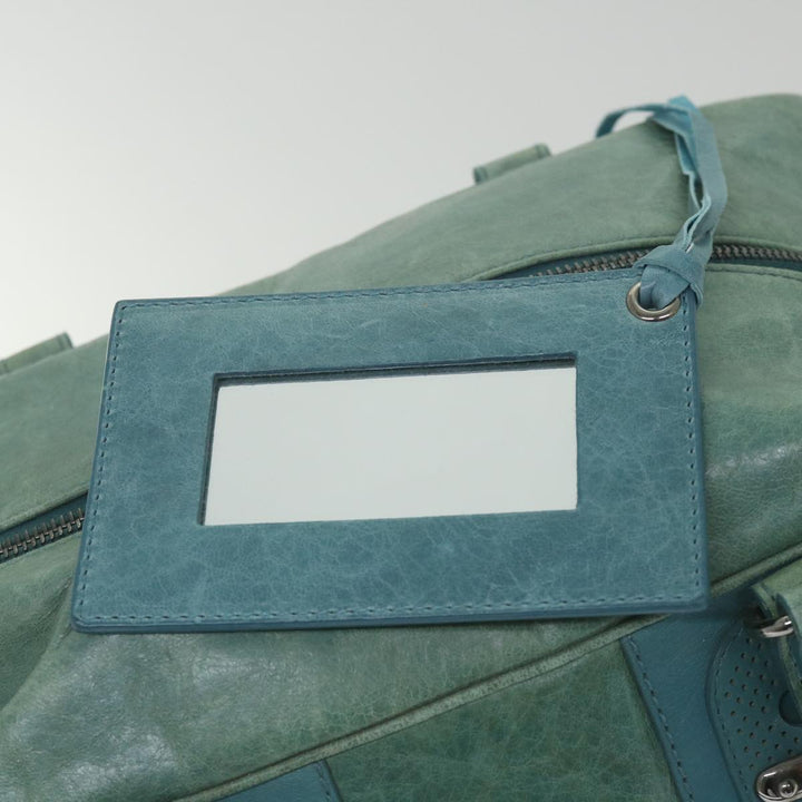 Top Quality Balenciaga Boston Bag Leather Light Blue Auth bs9730