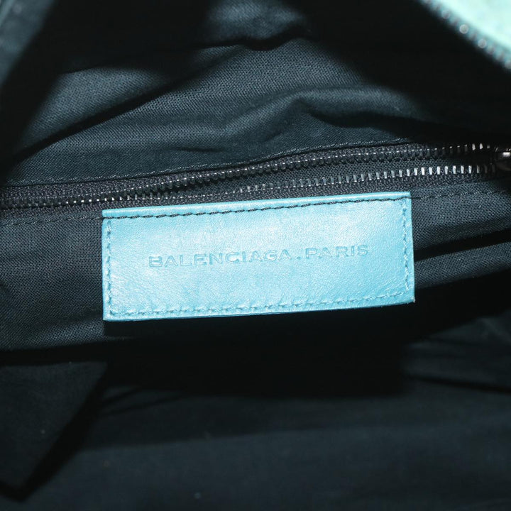 Top Quality Balenciaga Boston Bag Leather Light Blue Auth bs9730