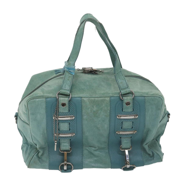 Top Quality Balenciaga Boston Bag Leather Light Blue Auth bs9730