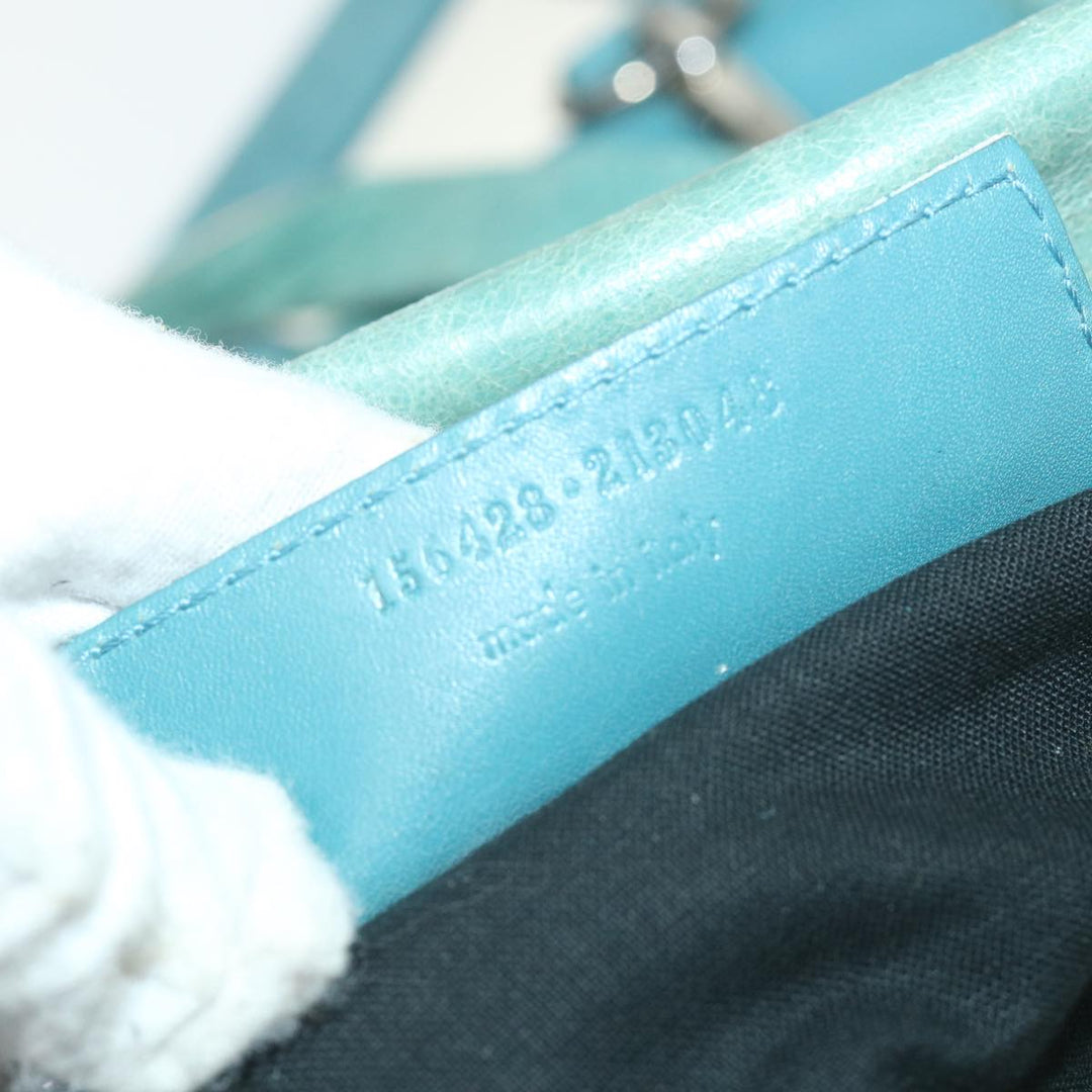 Top Quality Balenciaga Boston Bag Leather Light Blue Auth bs9730