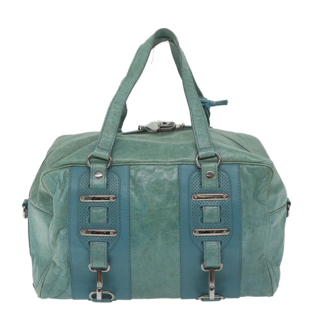 Top Quality Balenciaga Boston Bag Leather Light Blue Auth bs9730