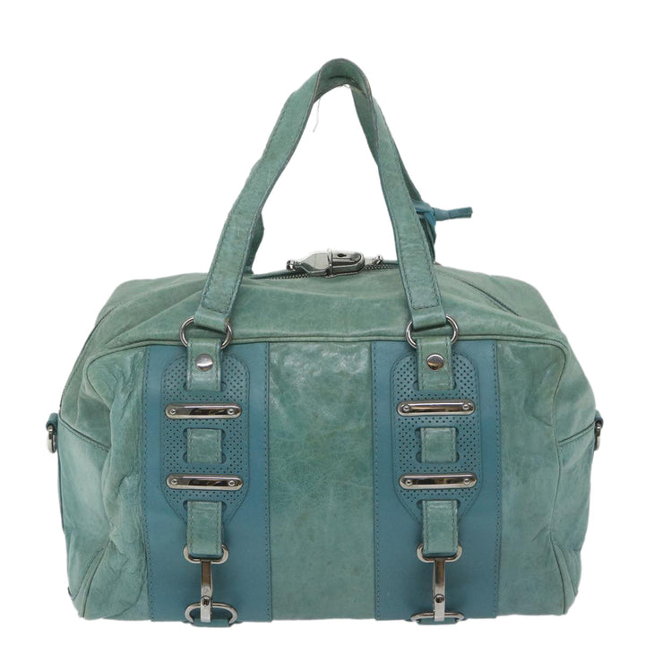 Top Quality Balenciaga Boston Bag Leather Light Blue Auth bs9730