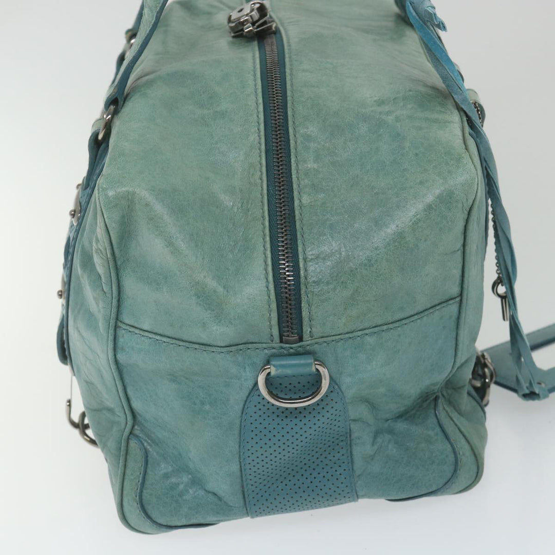 Top Quality Balenciaga Boston Bag Leather Light Blue Auth bs9730