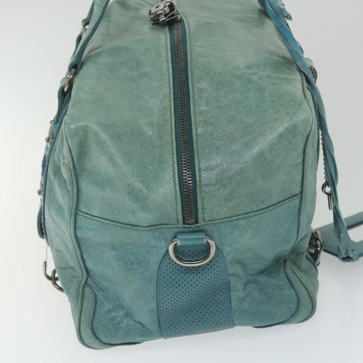Top Quality Balenciaga Boston Bag Leather Light Blue Auth bs9730