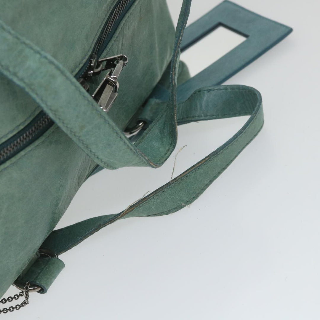 Top Quality Balenciaga Boston Bag Leather Light Blue Auth bs9730