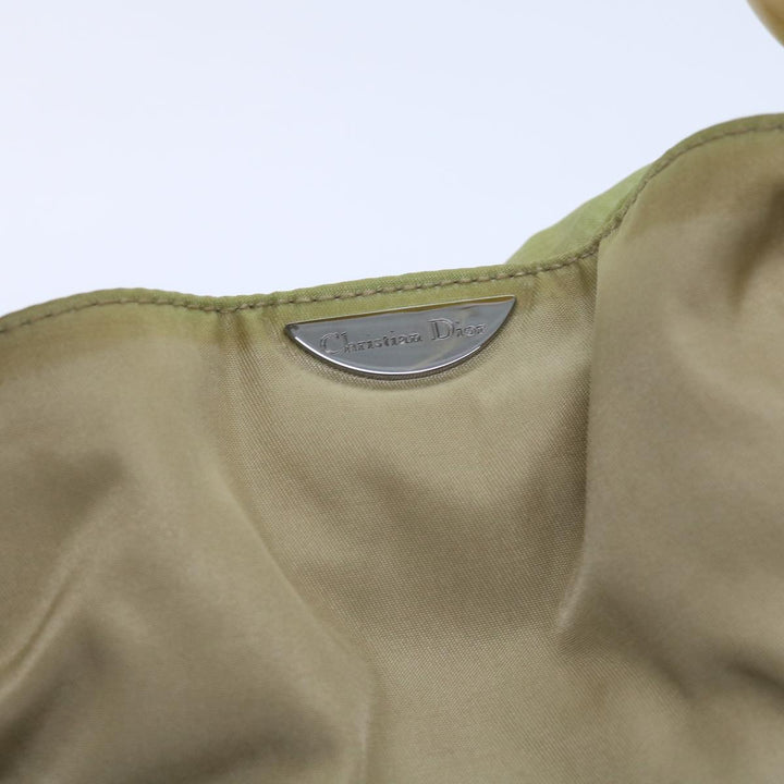 CHRISTIAN Top quality Dior Maris Pearl Hand Bag Nylon Khaki Auth bs9763