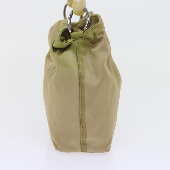 CHRISTIAN Top quality Dior Maris Pearl Hand Bag Nylon Khaki Auth bs9763