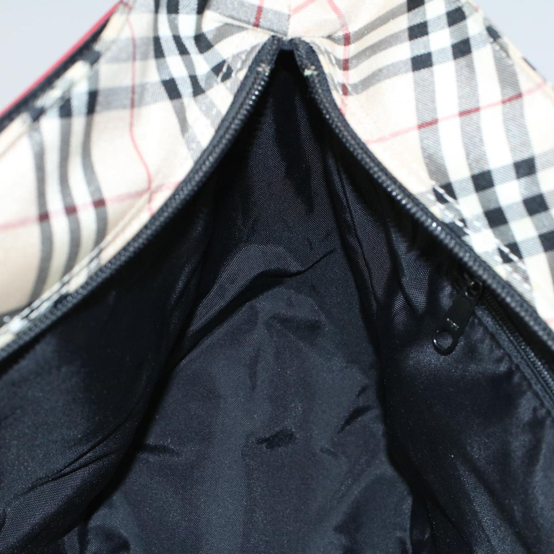 Burberry Nova Check Blue Label Tote Bag Nylon Red Auth bs9767