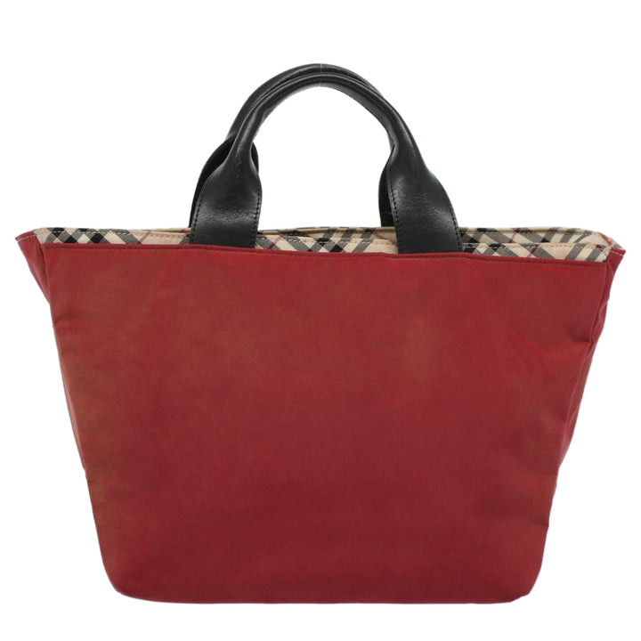 Burberry Nova Check Blue Label Tote Bag Nylon Red Auth bs9767