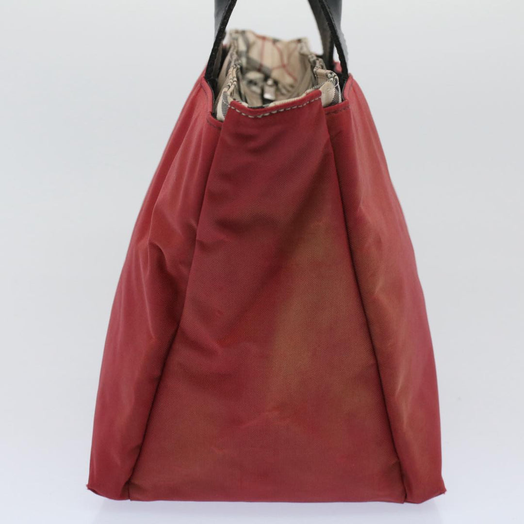 Burberry Nova Check Blue Label Tote Bag Nylon Red Auth bs9767