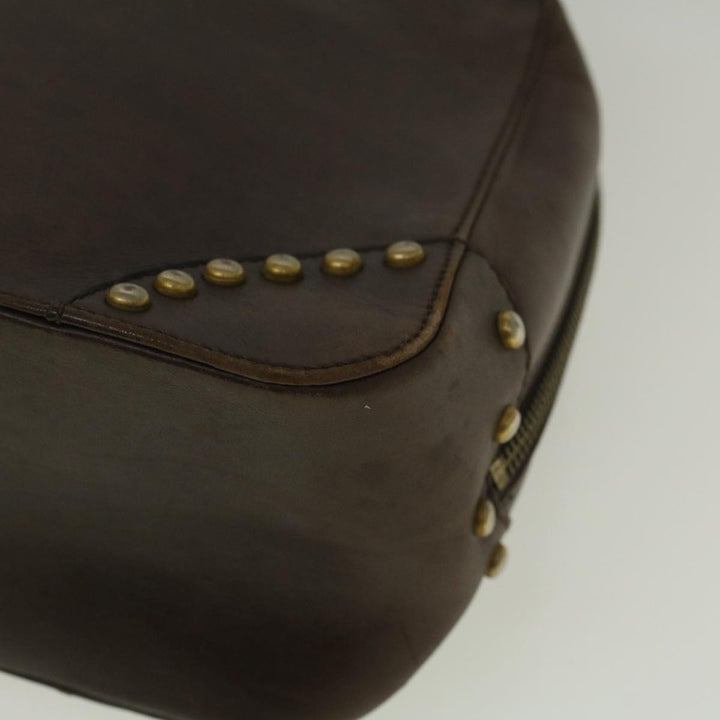 Celine Hand Bag Leather Brown  9808