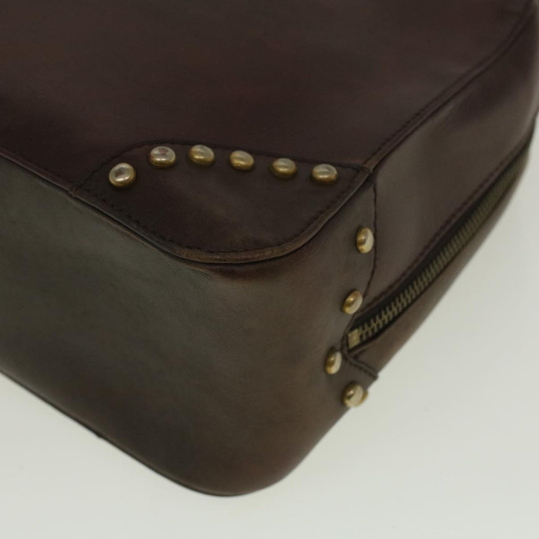Celine Hand Bag Leather Brown  9808