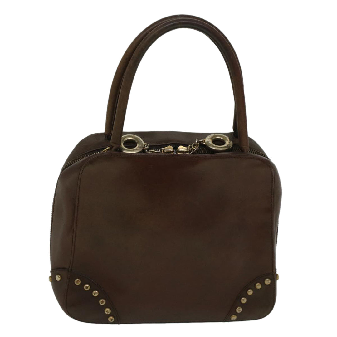 Celine Hand Bag Leather Brown  9808