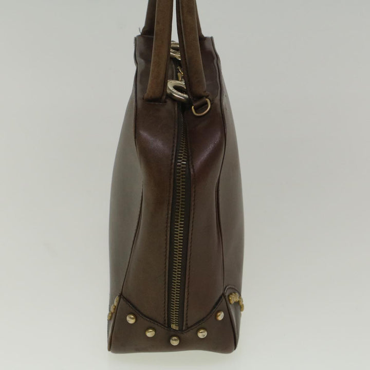Celine Hand Bag Leather Brown  9808