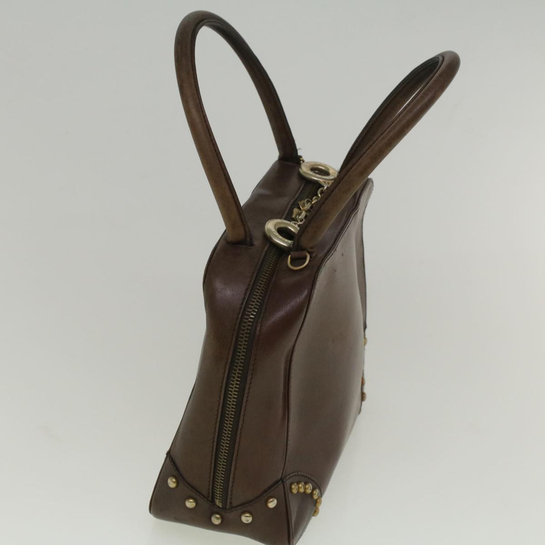 Celine Hand Bag Leather Brown  9808