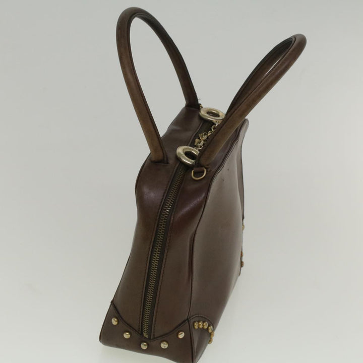 Celine Hand Bag Leather Brown  9808