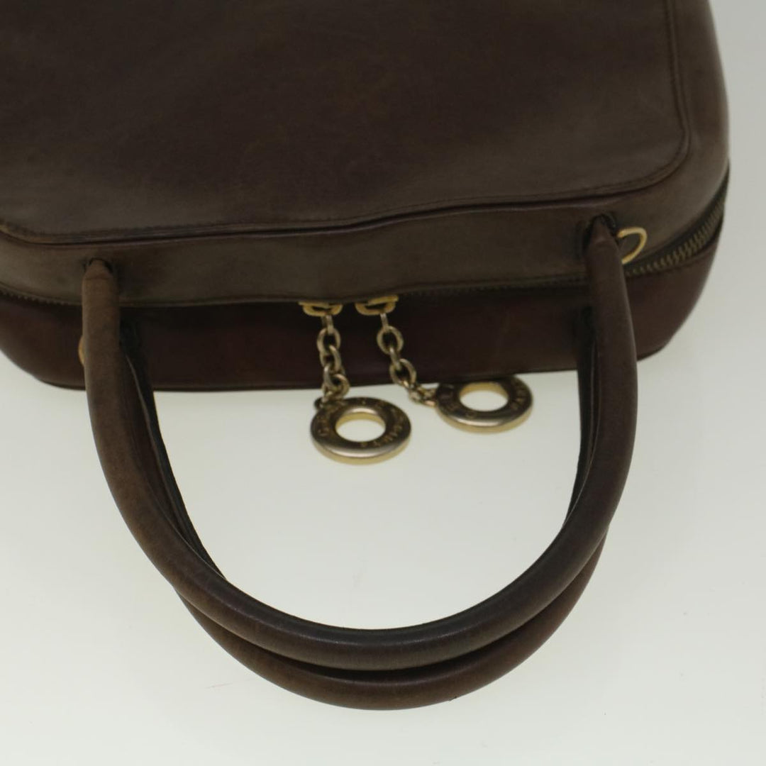 Celine Hand Bag Leather Brown  9808