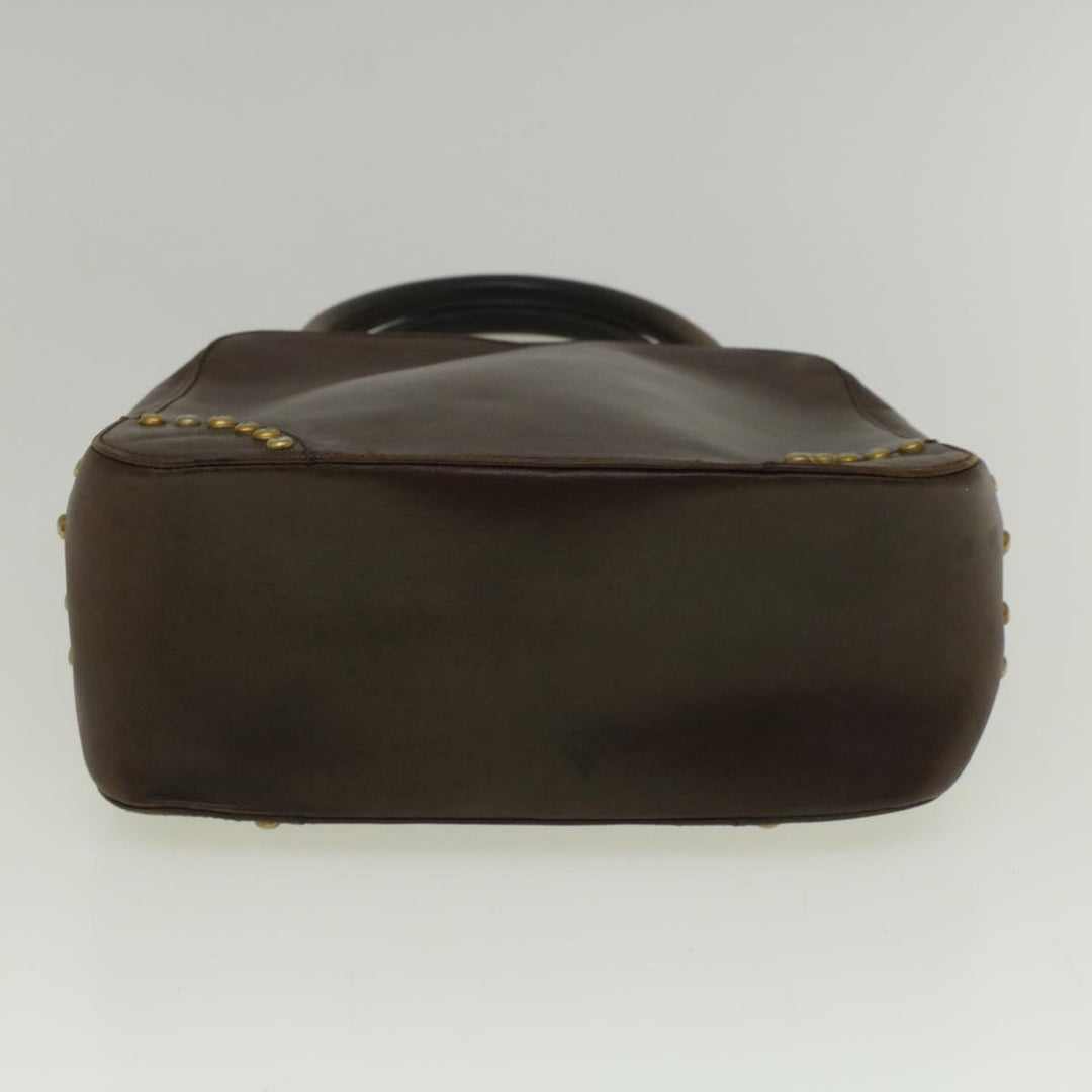 Celine Hand Bag Leather Brown  9808