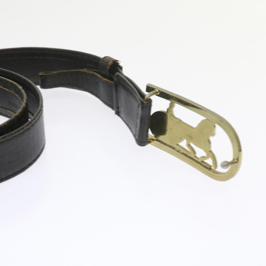 Celine Horse Carriage Belt Leather 2Set Black Auth bs9815