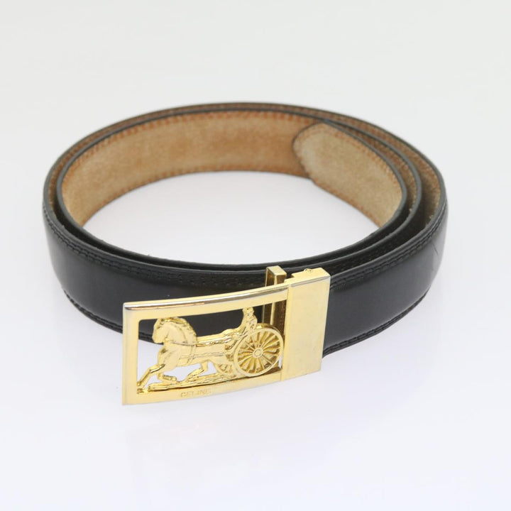 Celine Horse Carriage Belt Leather 2Set Black Auth bs9815