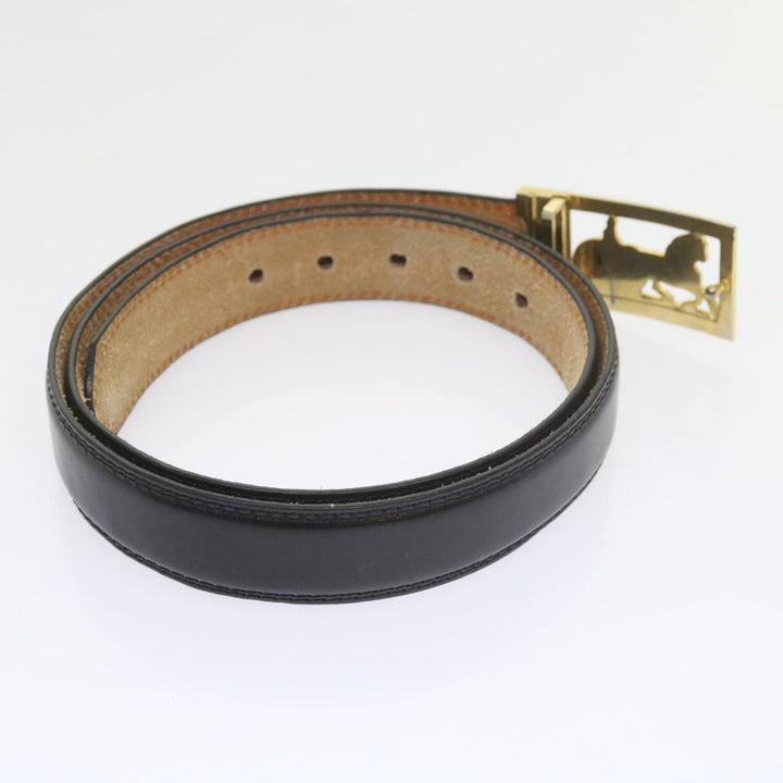 Celine Horse Carriage Belt Leather 2Set Black Auth bs9815