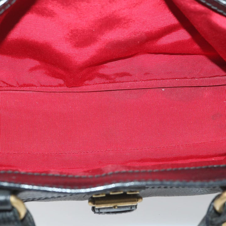 Celine Hand Bag Leather Black  9854