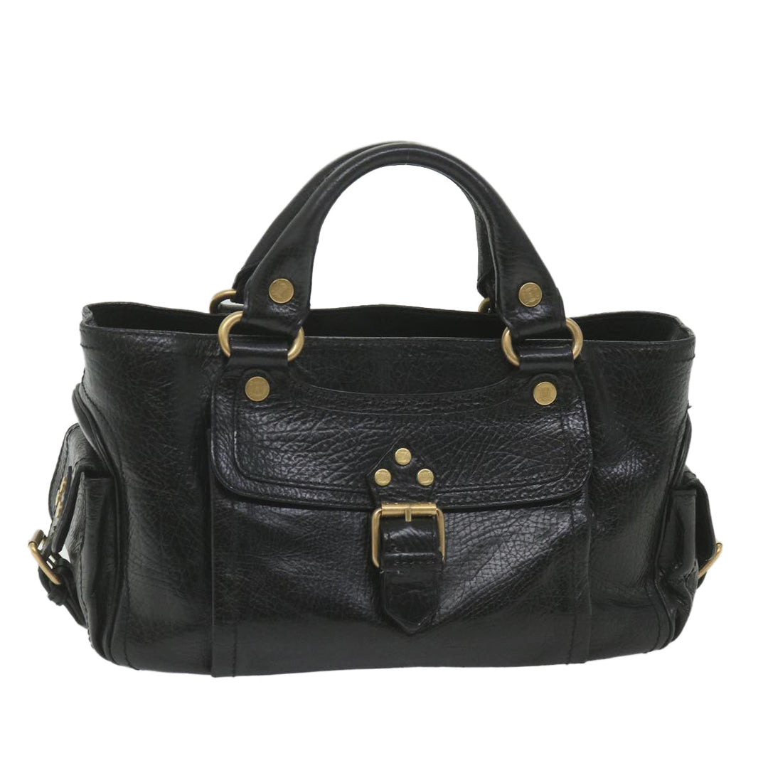 Celine Hand Bag Leather Black  9854