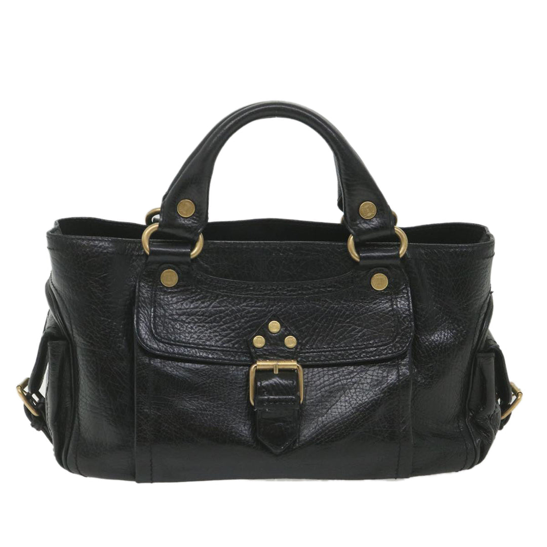 Celine Hand Bag Leather Black  9854