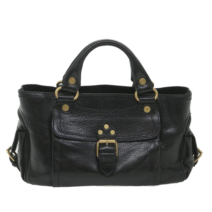 Celine Hand Bag Leather Black  9854
