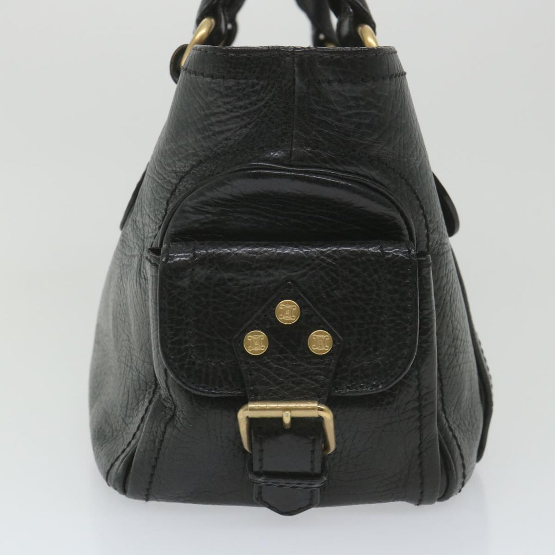 Celine Hand Bag Leather Black  9854