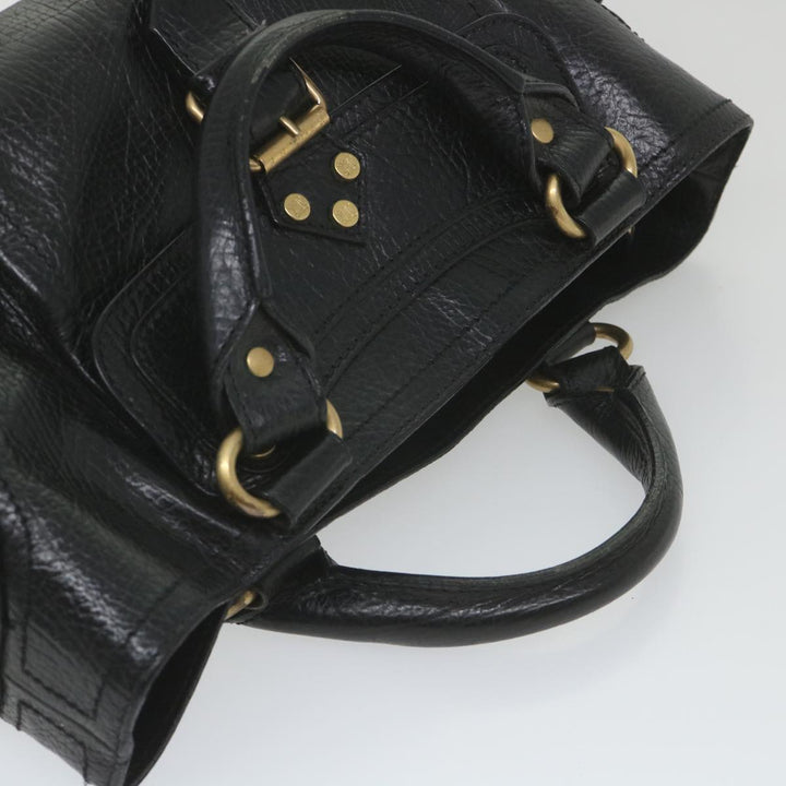Celine Hand Bag Leather Black  9854