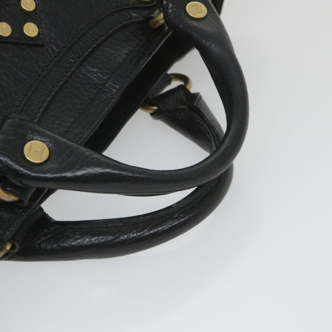 Celine Hand Bag Leather Black  9854