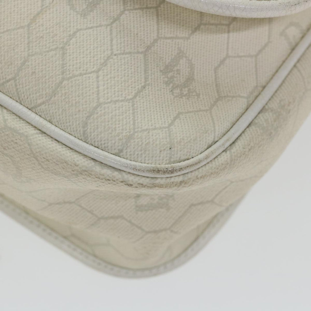 CHRISTIAN Top quality Dior Honeycomb Canvas Shoulder Bag Leather White Auth bs9992