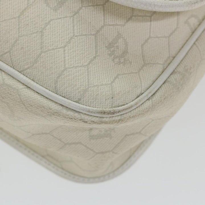 CHRISTIAN Top quality Dior Honeycomb Canvas Shoulder Bag Leather White Auth bs9992