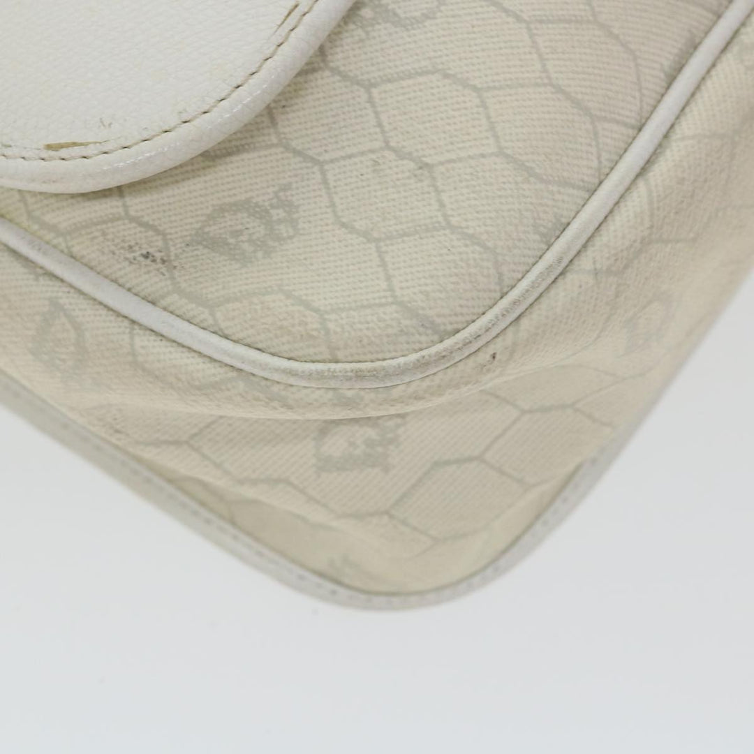 CHRISTIAN Top quality Dior Honeycomb Canvas Shoulder Bag Leather White Auth bs9992