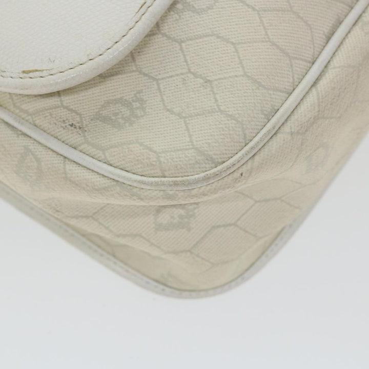CHRISTIAN Top quality Dior Honeycomb Canvas Shoulder Bag Leather White Auth bs9992