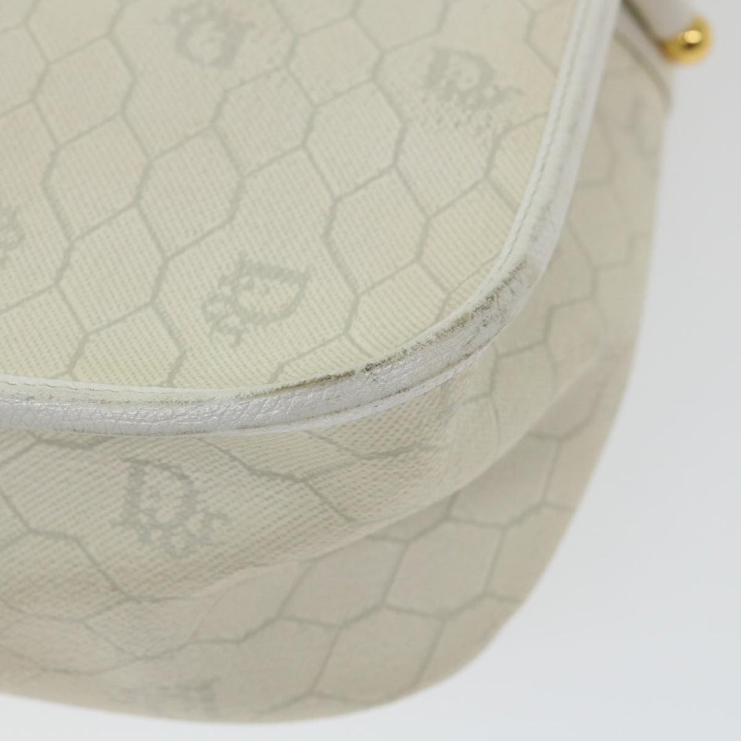 CHRISTIAN Top quality Dior Honeycomb Canvas Shoulder Bag Leather White Auth bs9992